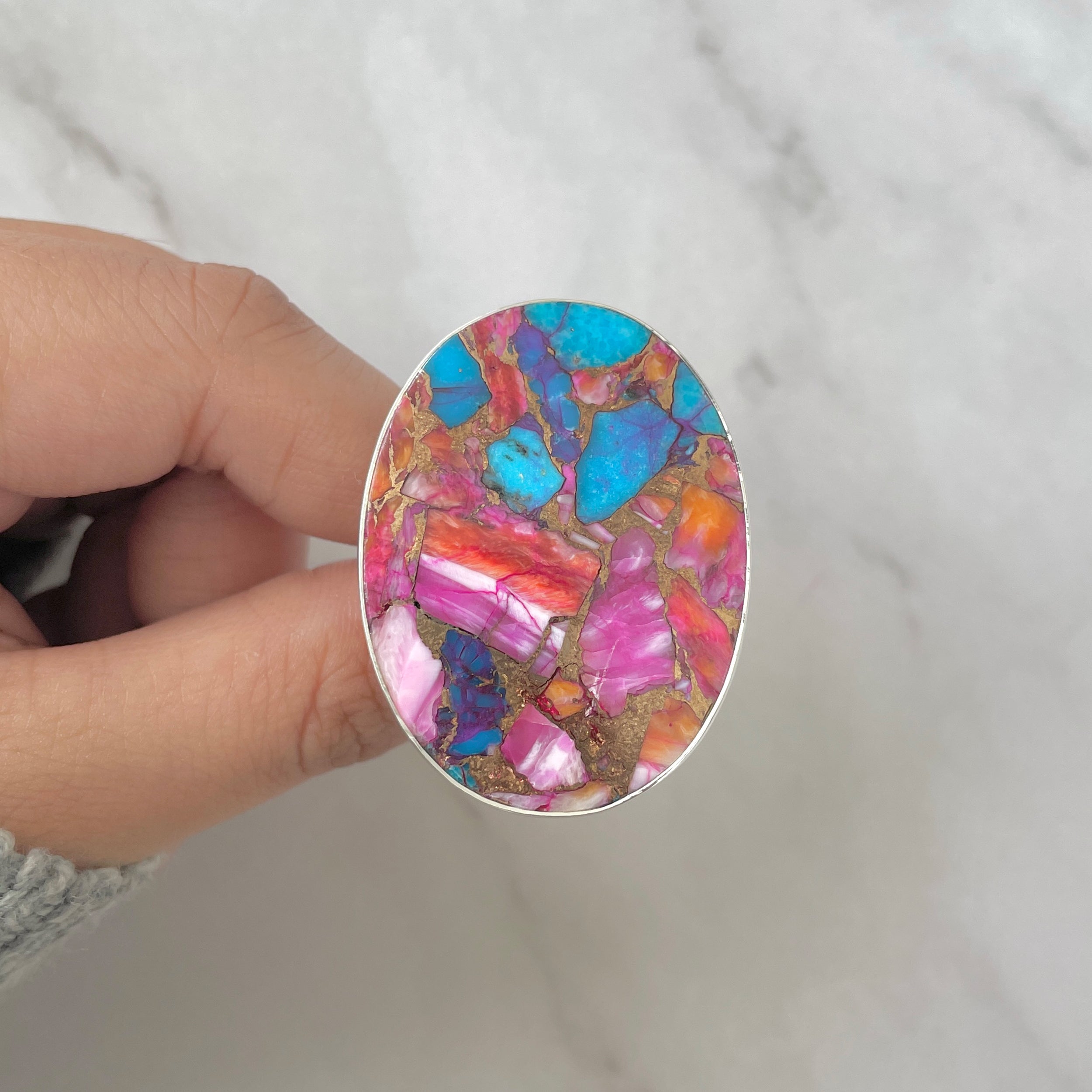 Spiny Oyster Turquoise Ring-(TRO-R-206.)