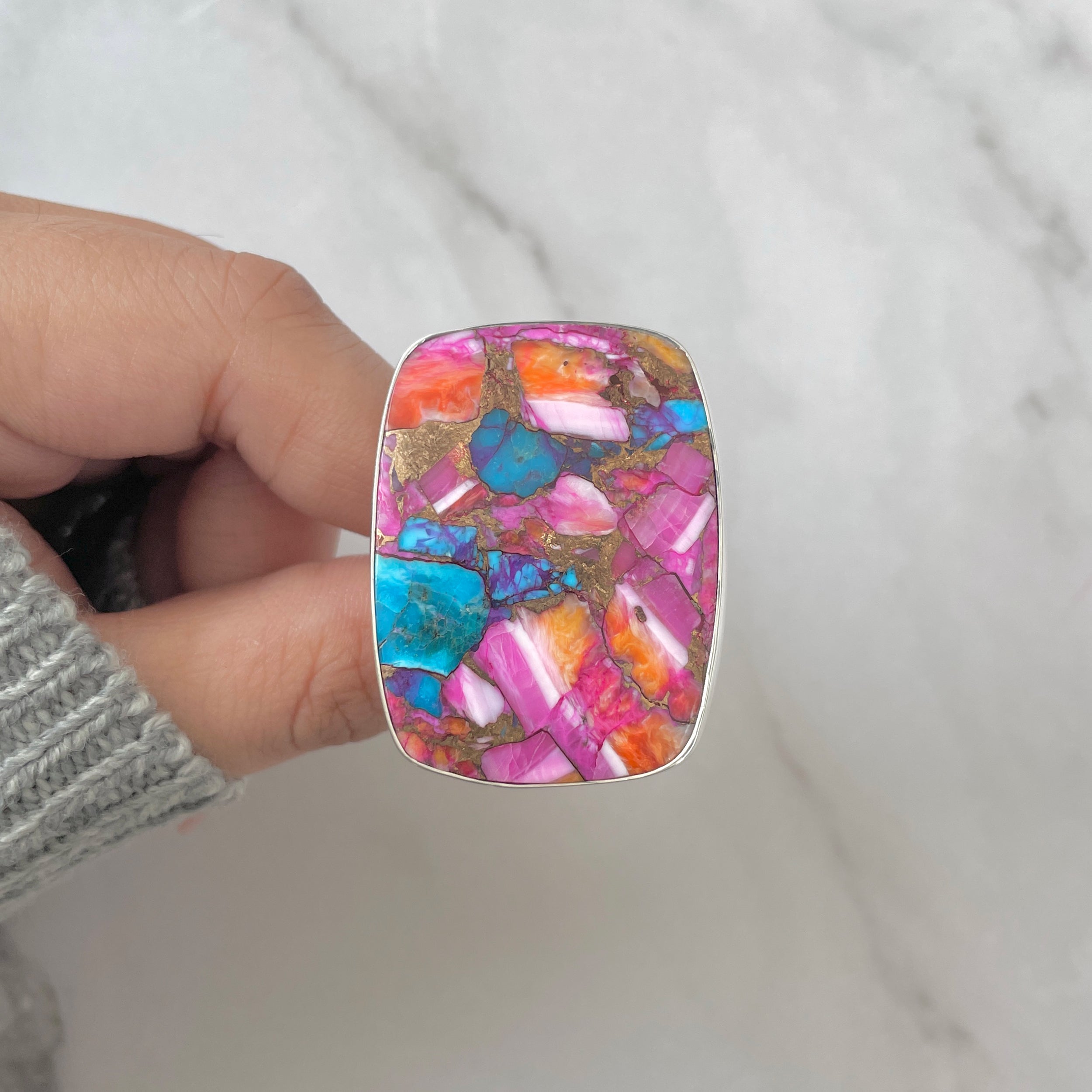 Spiny Oyster Turquoise Ring-(TRO-R-207.)