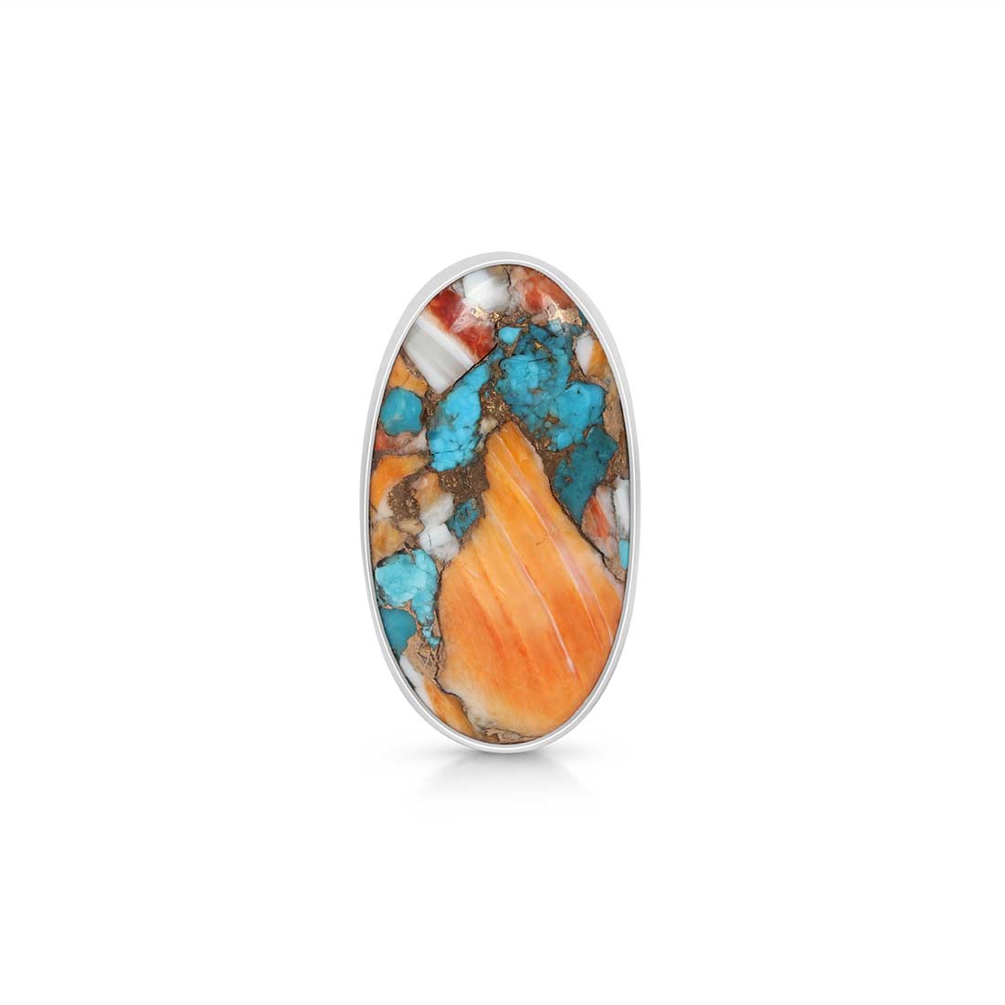 Spiny Oyster Turquoise Adjustable Ring-(TRO-R-39.)