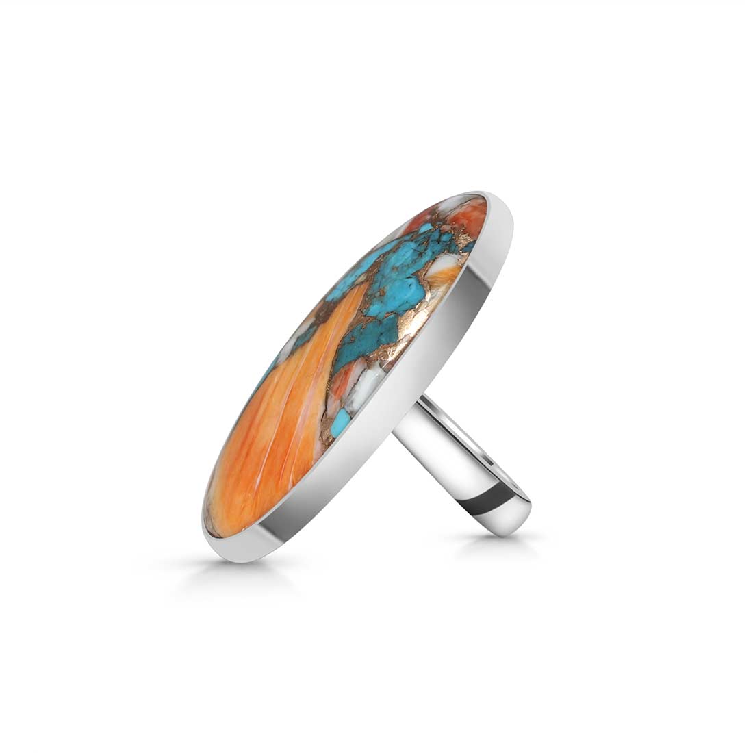 Spiny Oyster Turquoise Adjustable Ring-(TRO-R-39.)