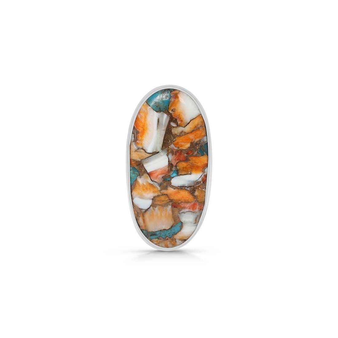 Spiny Oyster Turquoise Adjustable Ring-(TRO-R-42.)