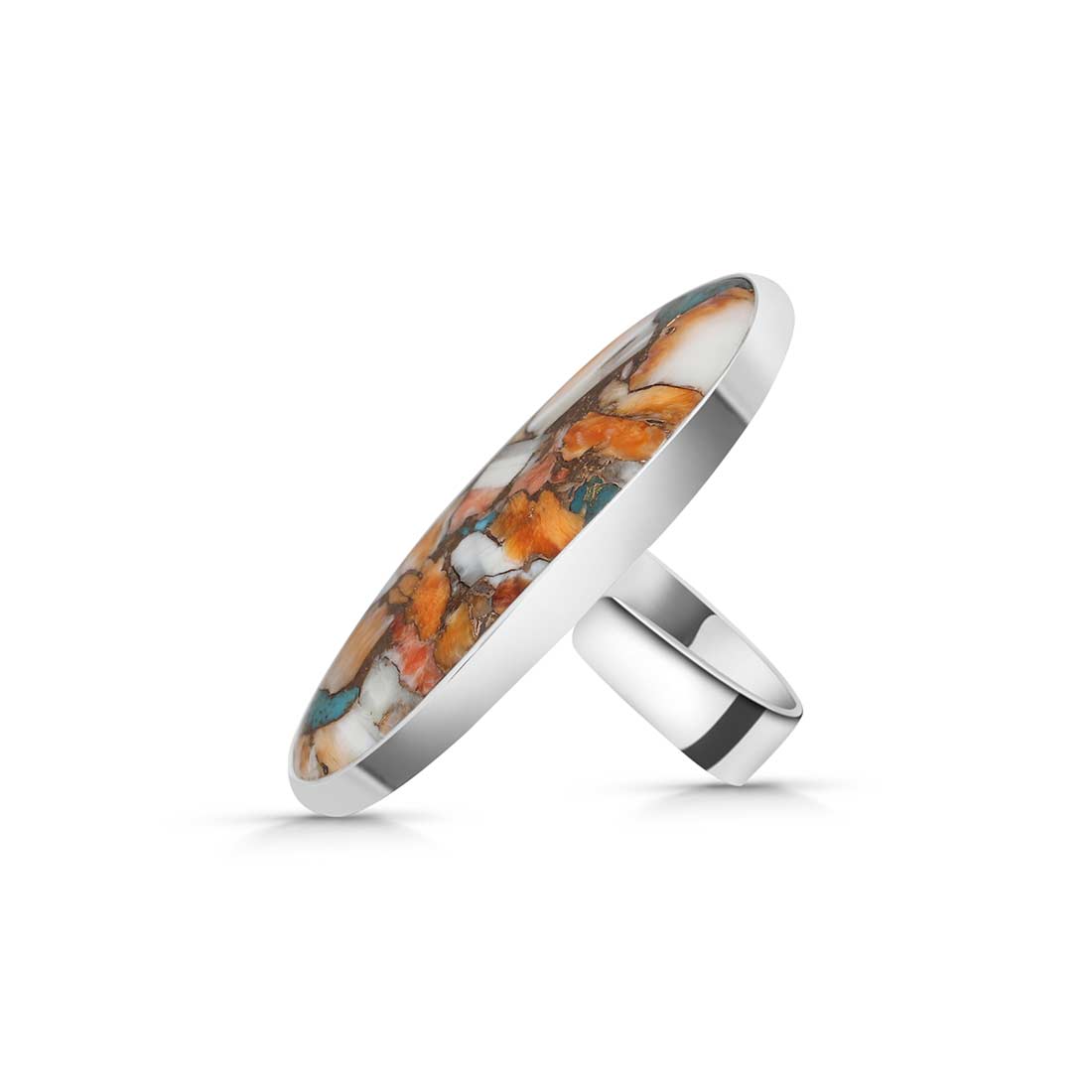 Spiny Oyster Turquoise Adjustable Ring-(TRO-R-42.)