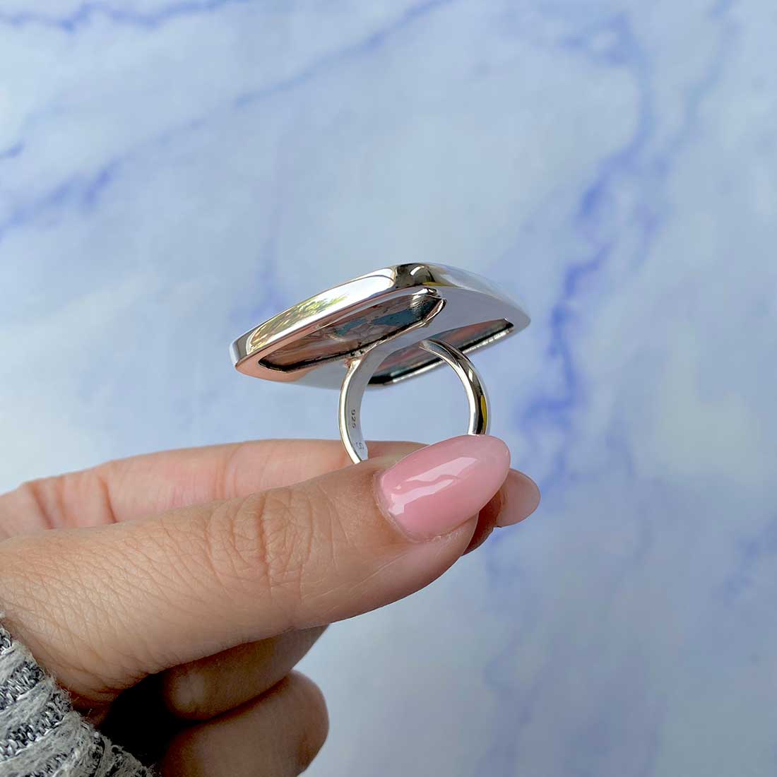 Spiny Oyster Turquoise Adjustable Ring-(TRO-R-48.)