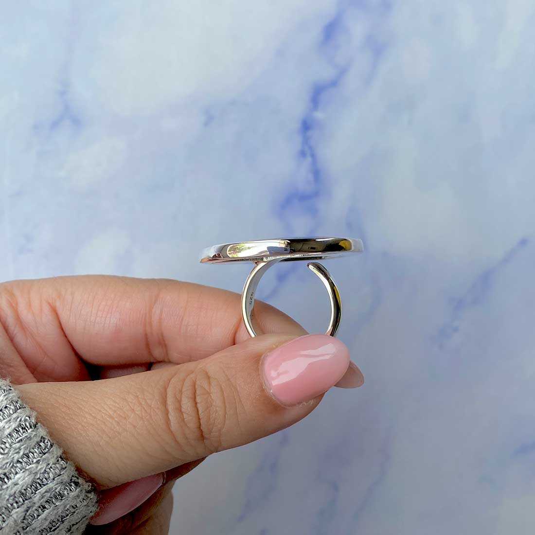 Spiny Oyster Turquoise Adjustable Ring-(TRO-R-64.)