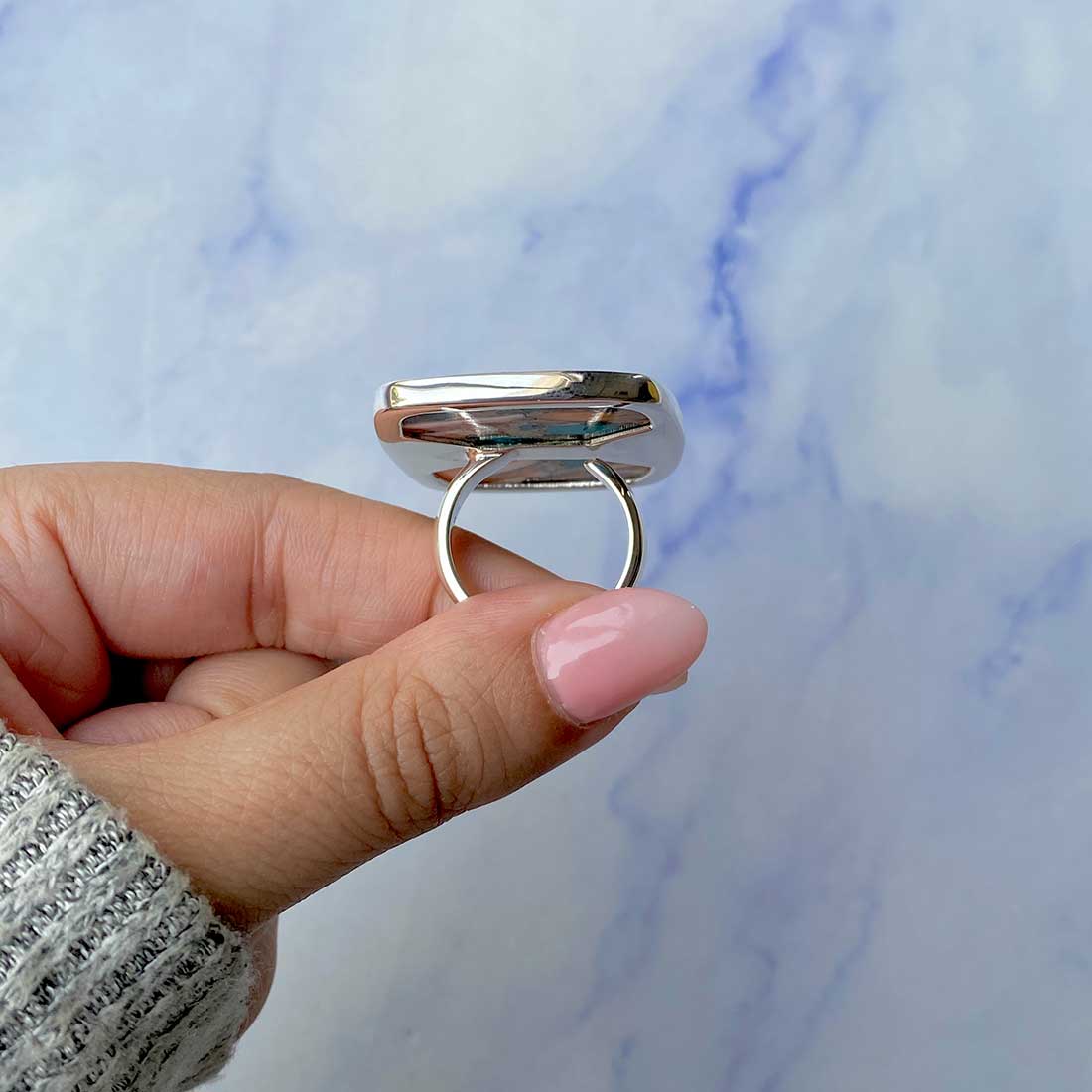 Spiny Oyster Turquoise Adjustable Ring-(TRO-R-65.)