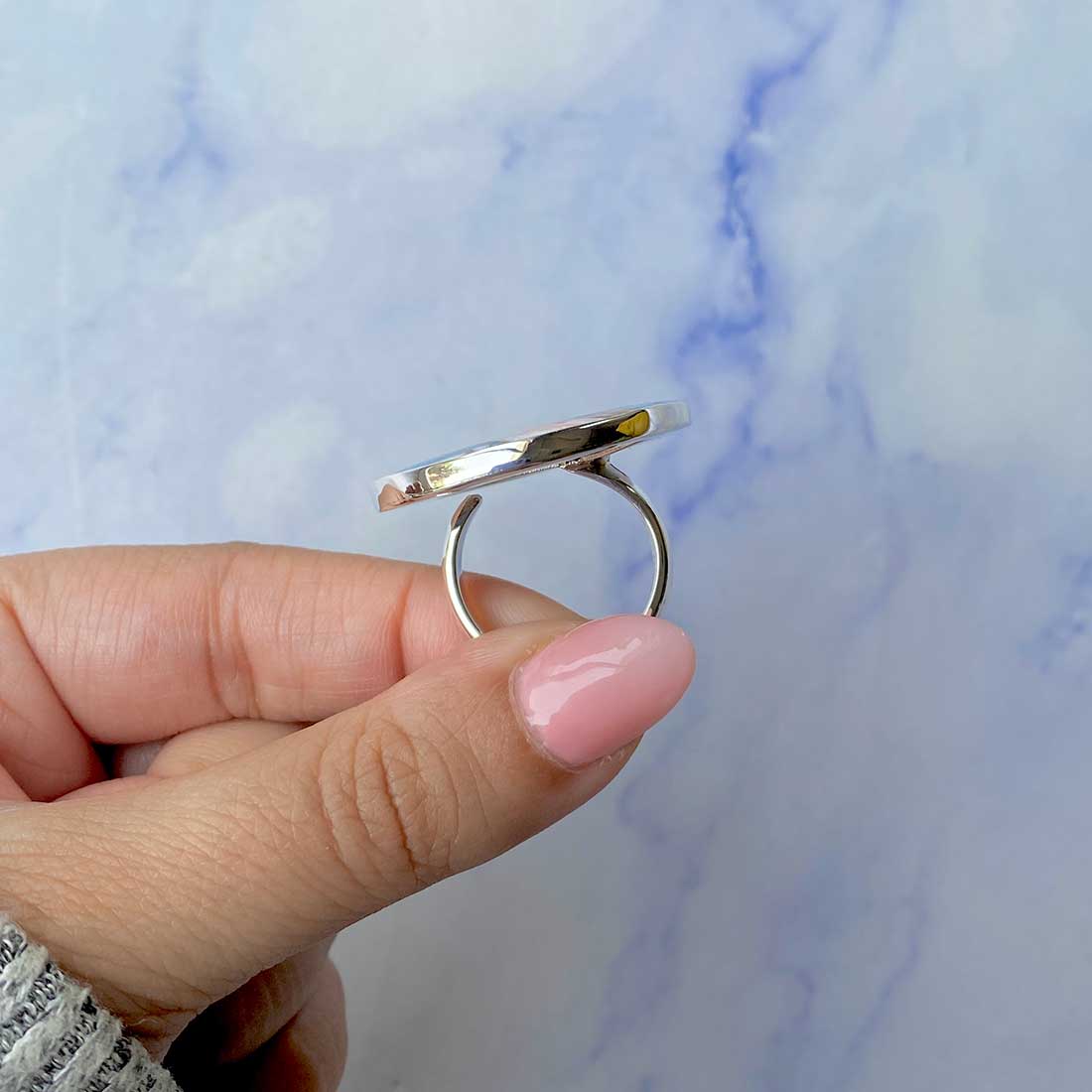 Spiny Oyster Turquoise Adjustable Ring-(TRO-R-75.)