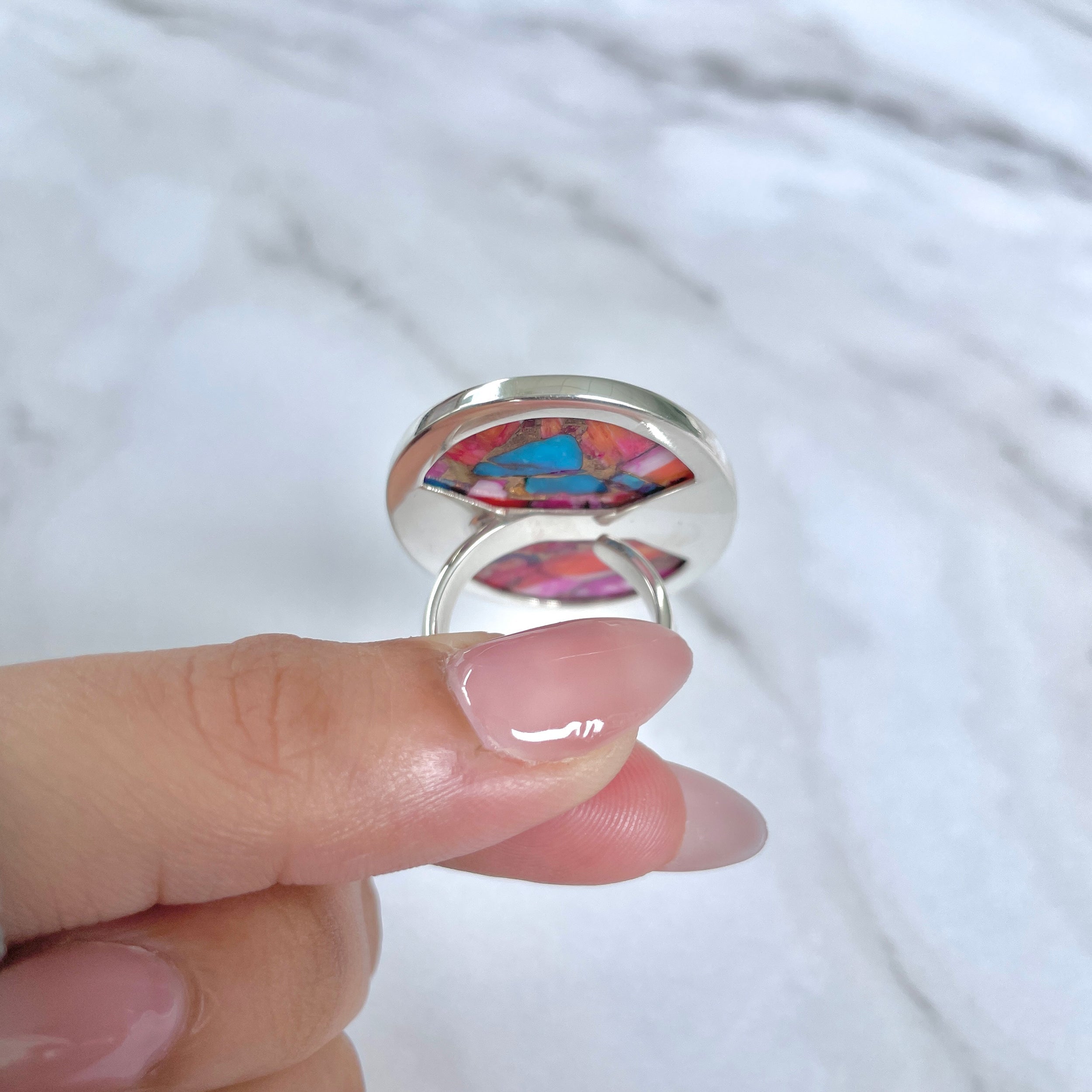 Spiny Oyster Turquoise Ring-(TRO-R-89.)
