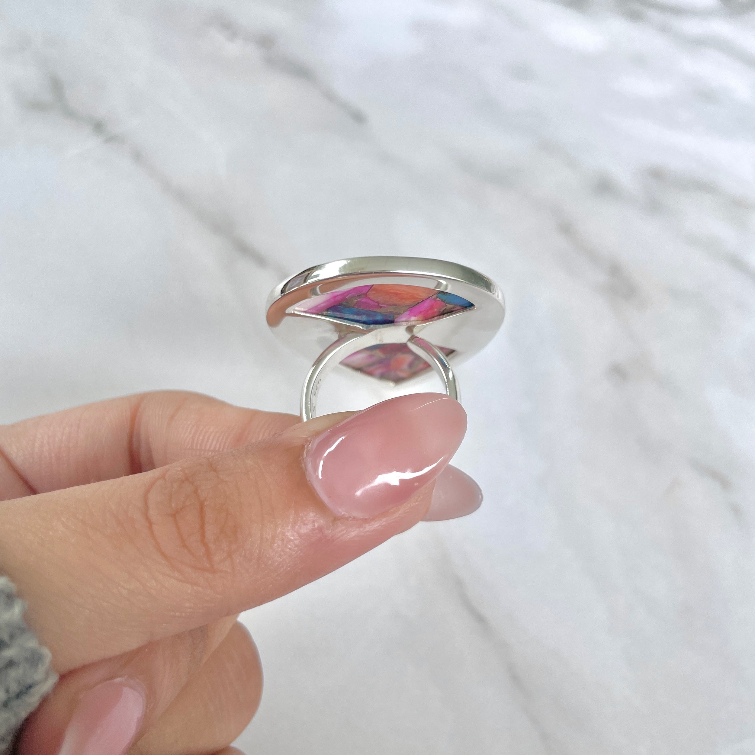 Spiny Oyster Turquoise Ring-(TRO-R-90.)