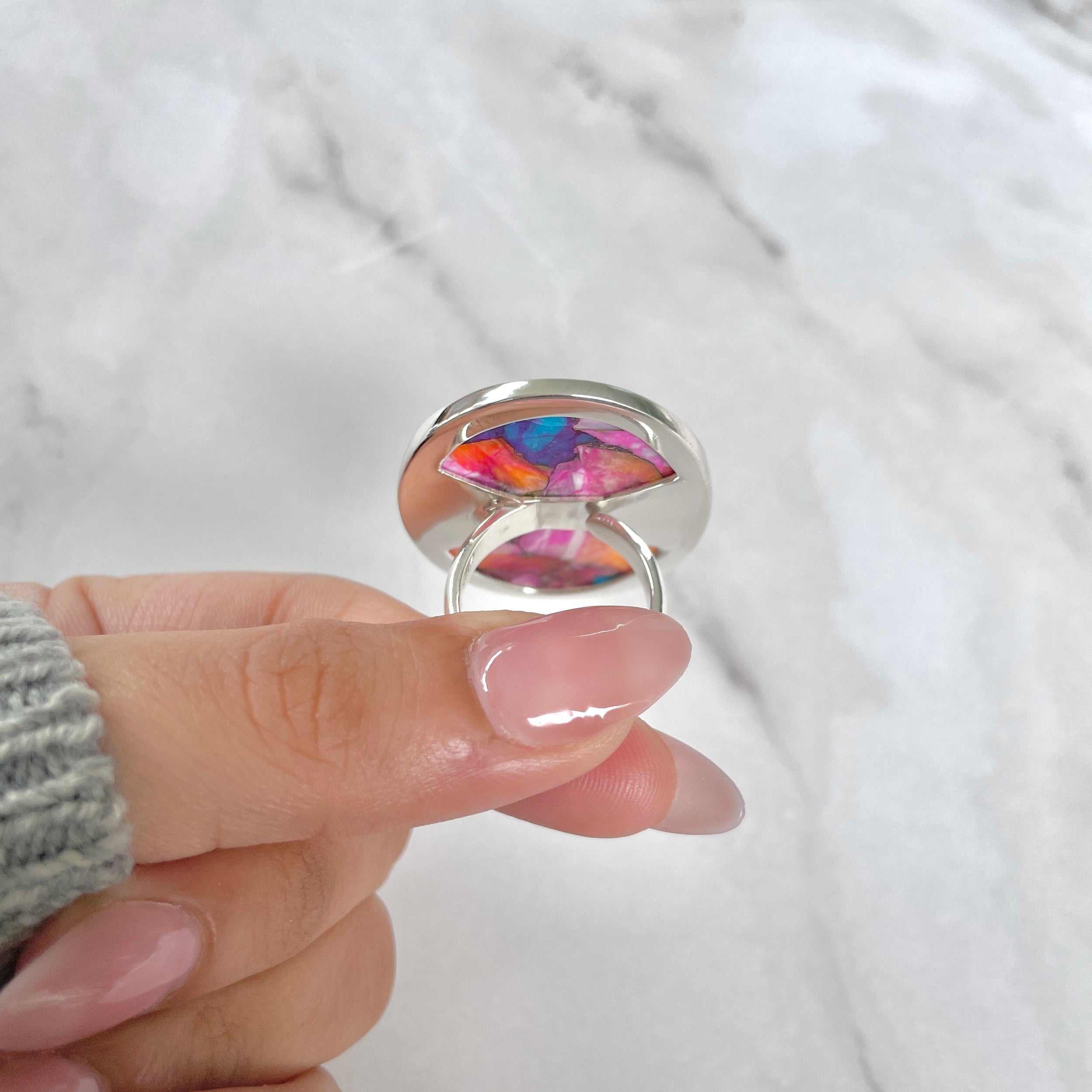 Spiny Oyster Turquoise Ring-(TRO-R-91.)
