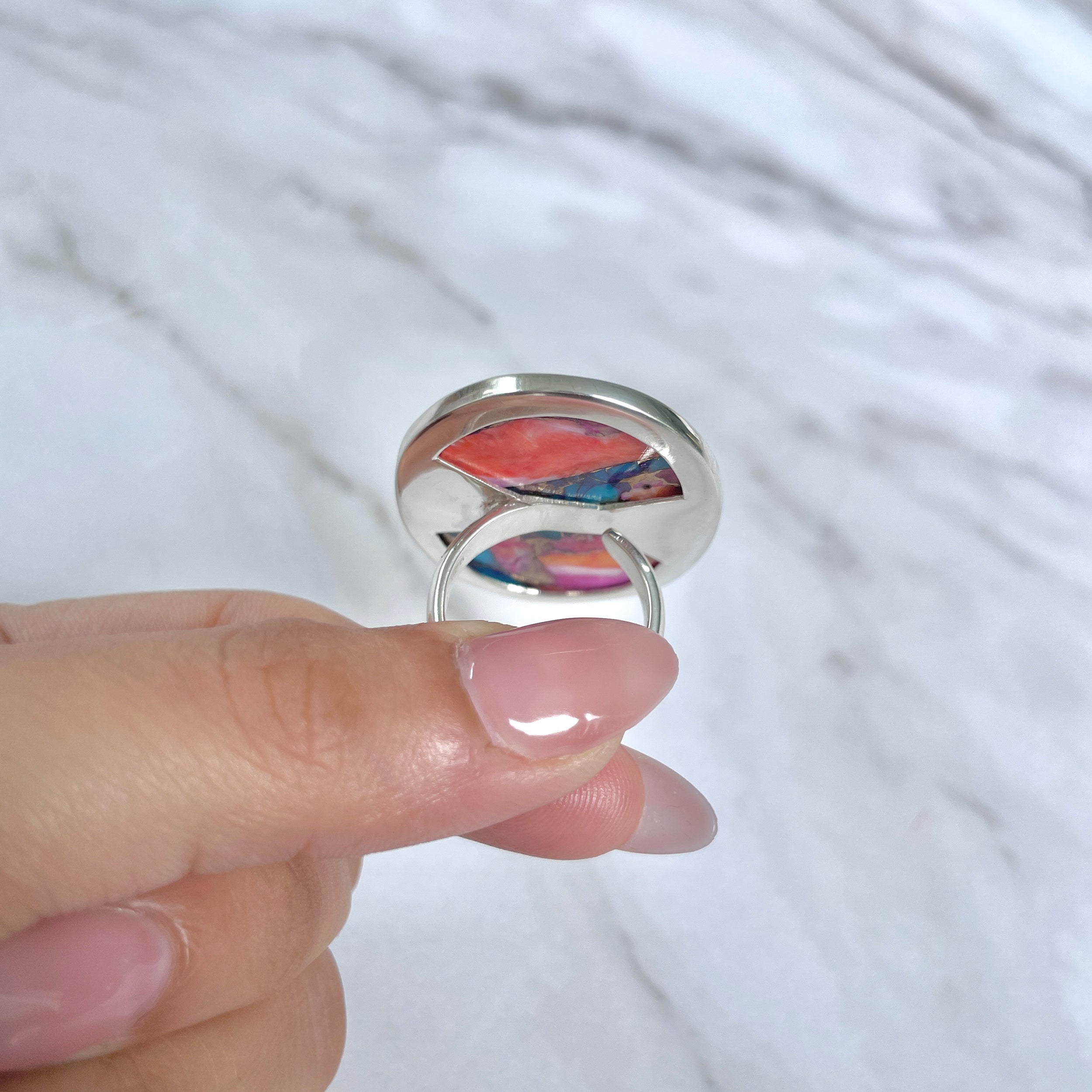 Spiny Oyster Turquoise Ring-(TRO-R-92.)