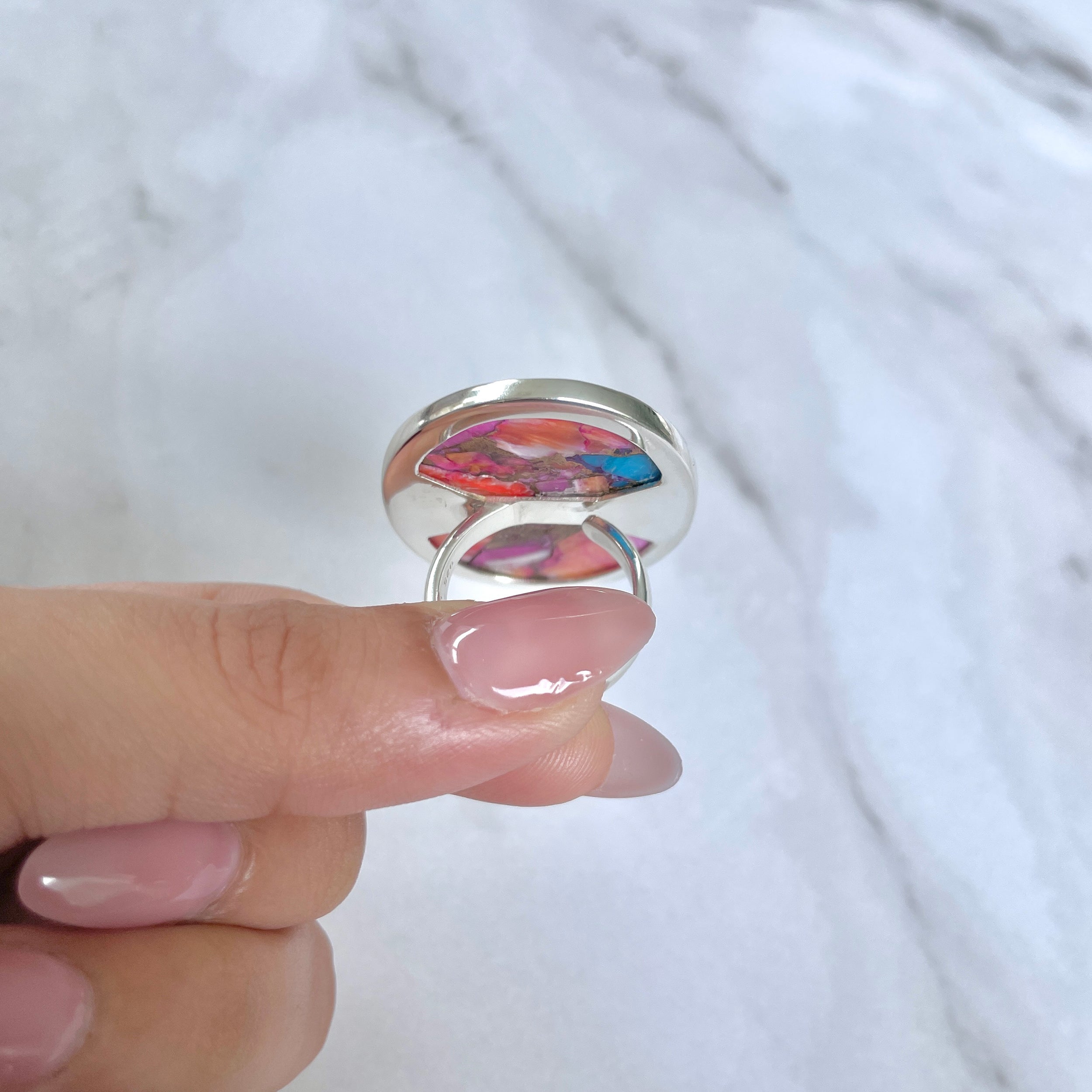 Spiny Oyster Turquoise Ring-(TRO-R-93.)