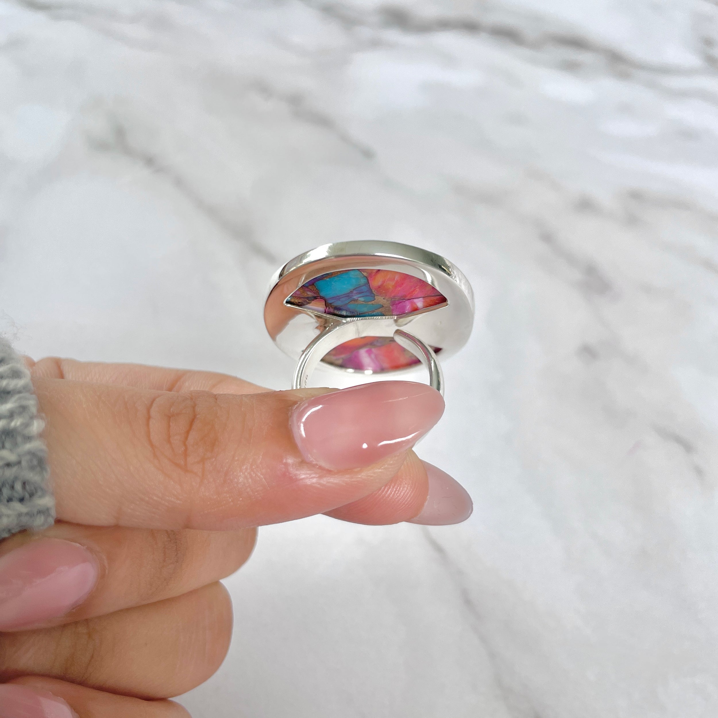 Spiny Oyster Turquoise Ring-(TRO-R-95.)