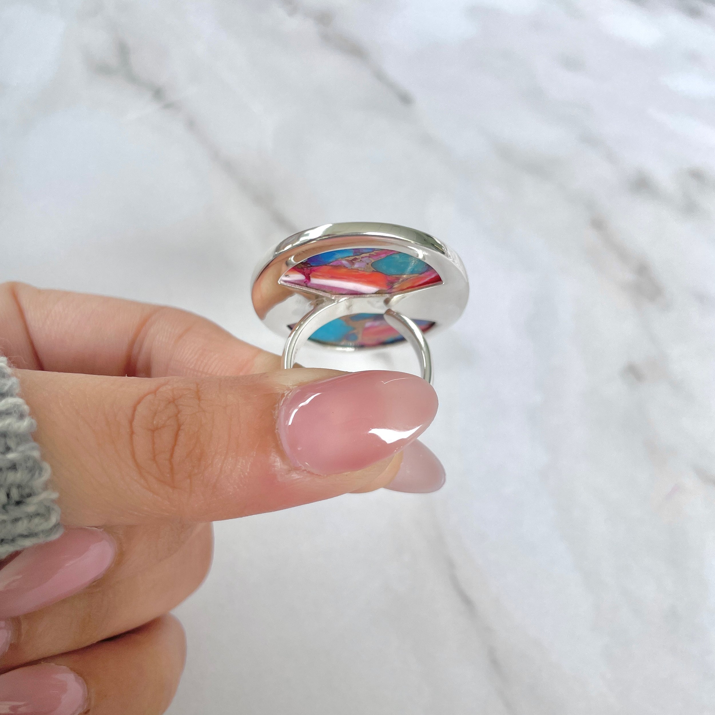 Spiny Oyster Turquoise Ring-(TRO-R-98.)