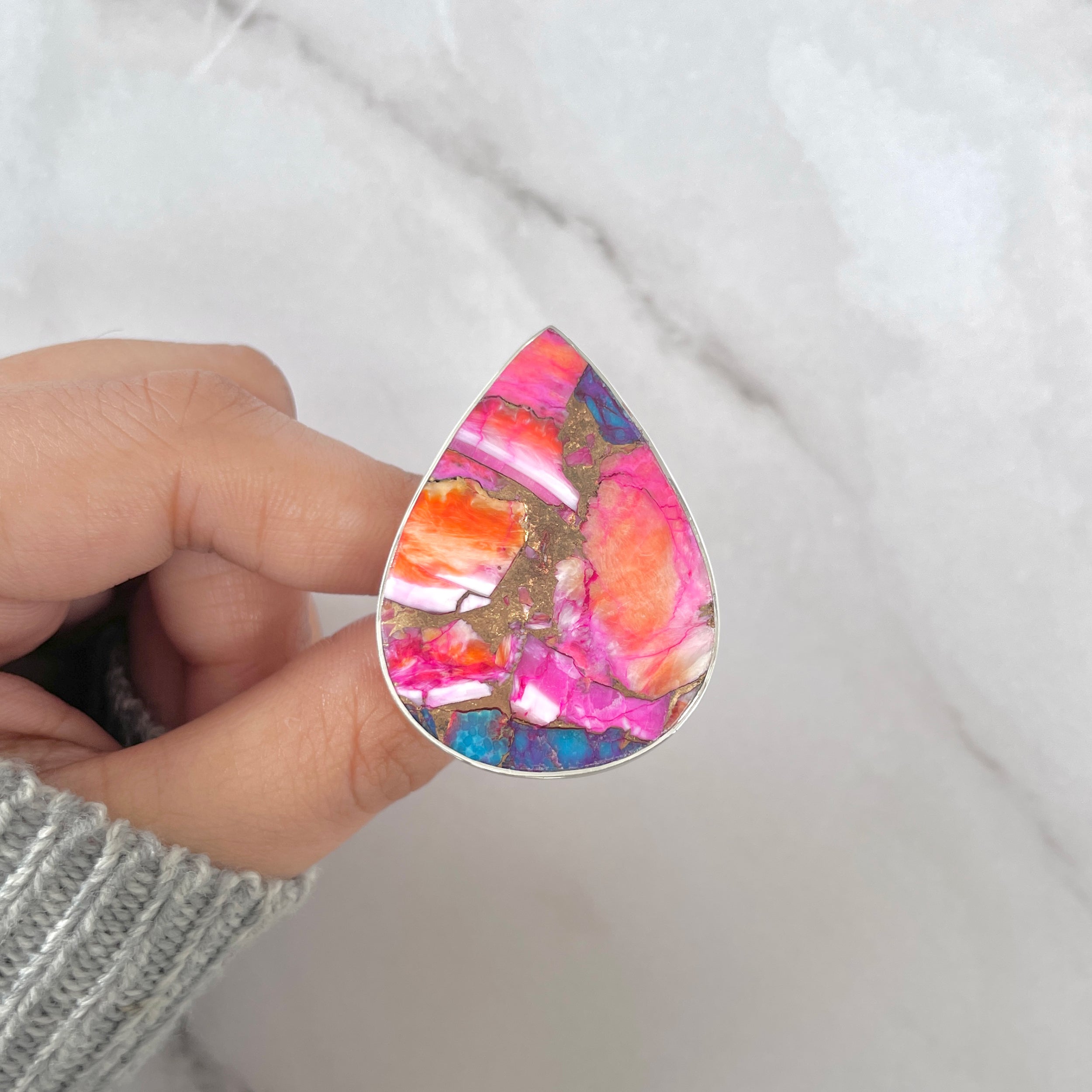 Spiny Oyster Turquoise Ring-(TRO-R-99.)