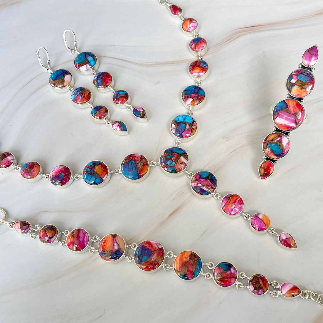 Spiny Oyster Turquoise Jewelry Set-(TRO-ST-1.)