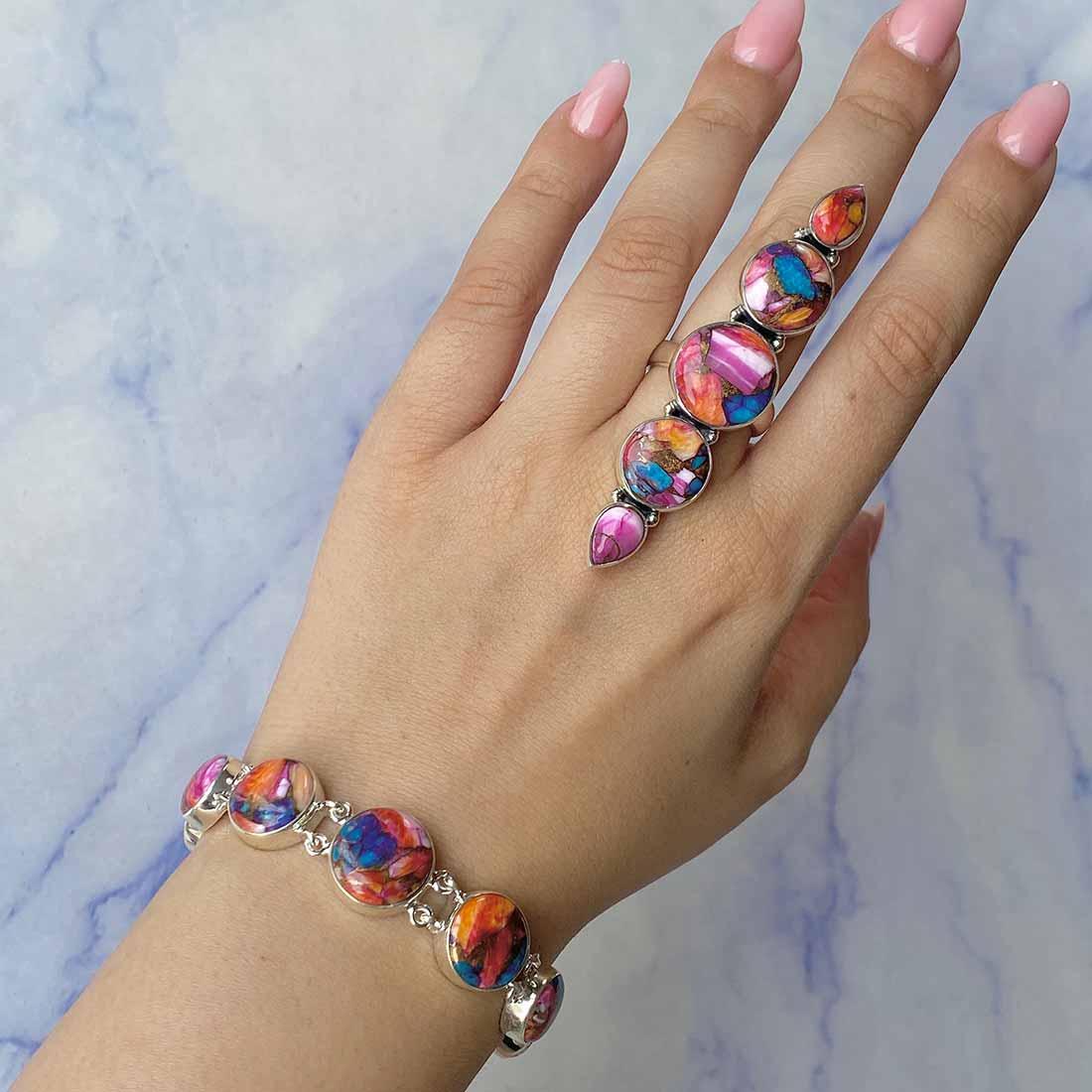 Spiny Oyster Turquoise Jewelry Set-(TRO-ST-1.)