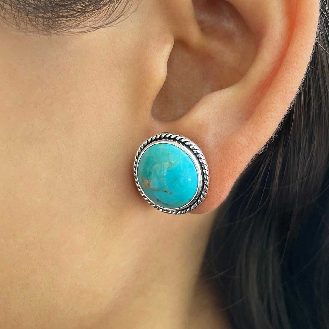 Mojave Turquoise Stud Earring-(TRQ-E-32.)