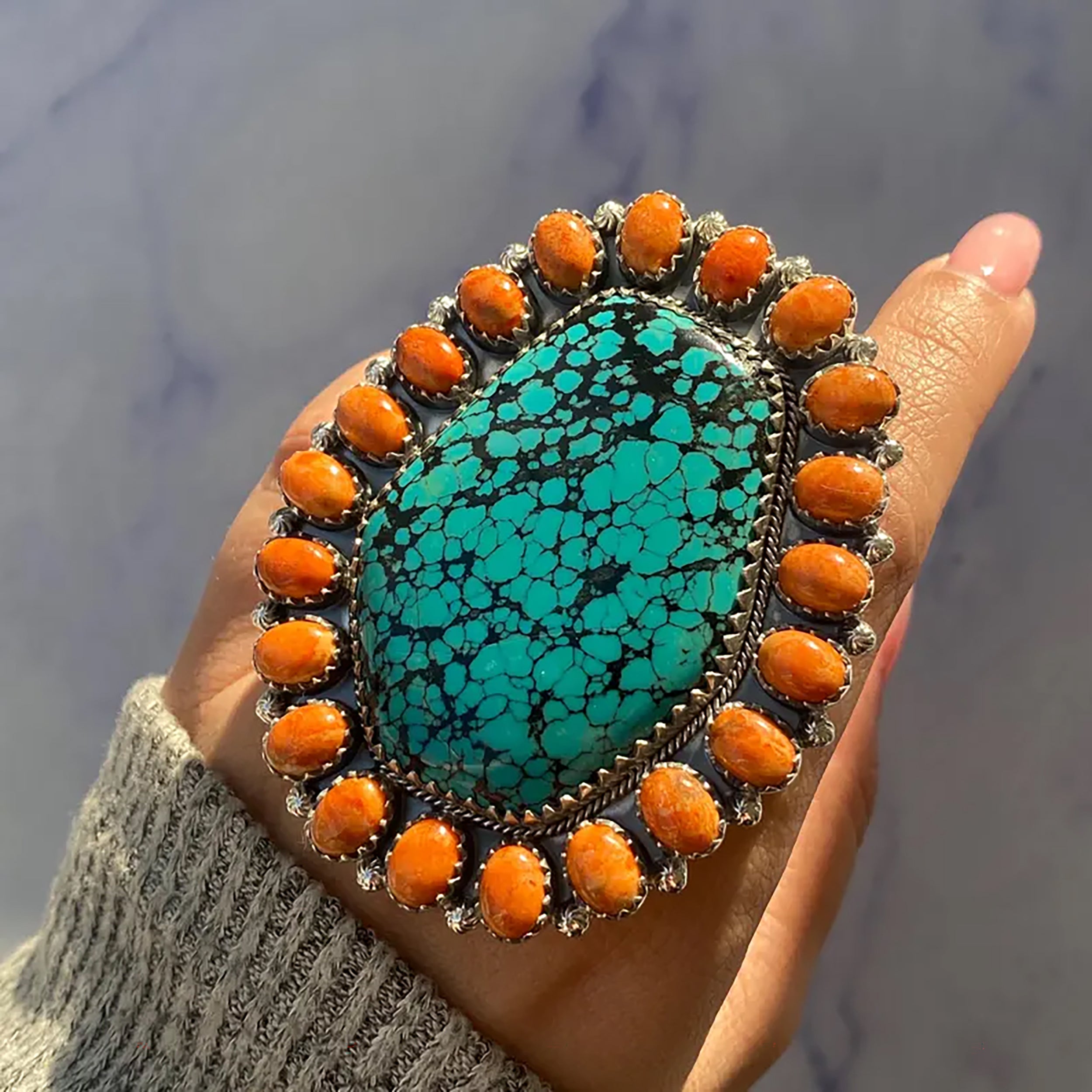 Turquoise Flower Ring-(TRQ-FLR-23.)