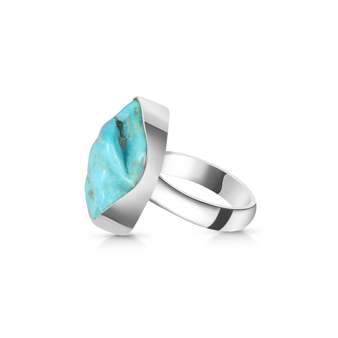 Turquoise (Rough) Adjustable Ring-(TRQ-R-107)