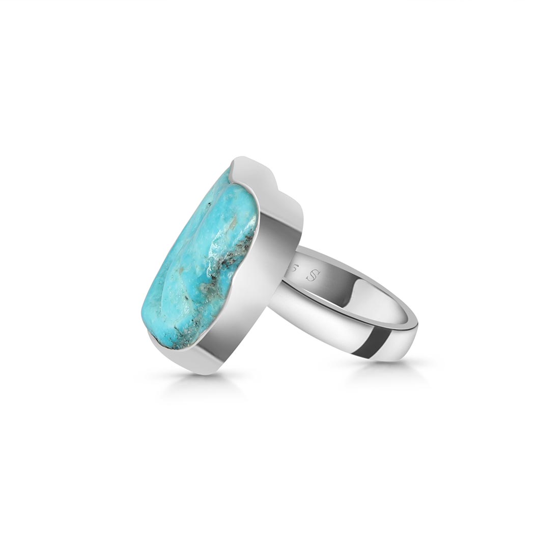 Turquoise (Rough) Adjustable Ring-(TRQ-R-114)