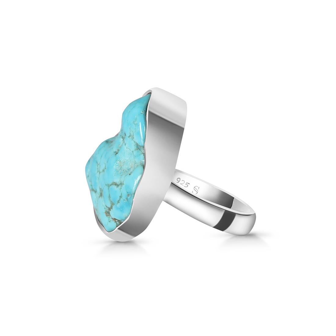Turquoise (Rough) Adjustable Ring-(TRQ-R-122)