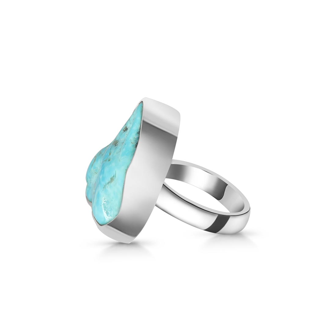 Turquoise (Rough) Adjustable Ring-(TRQ-R-124.)