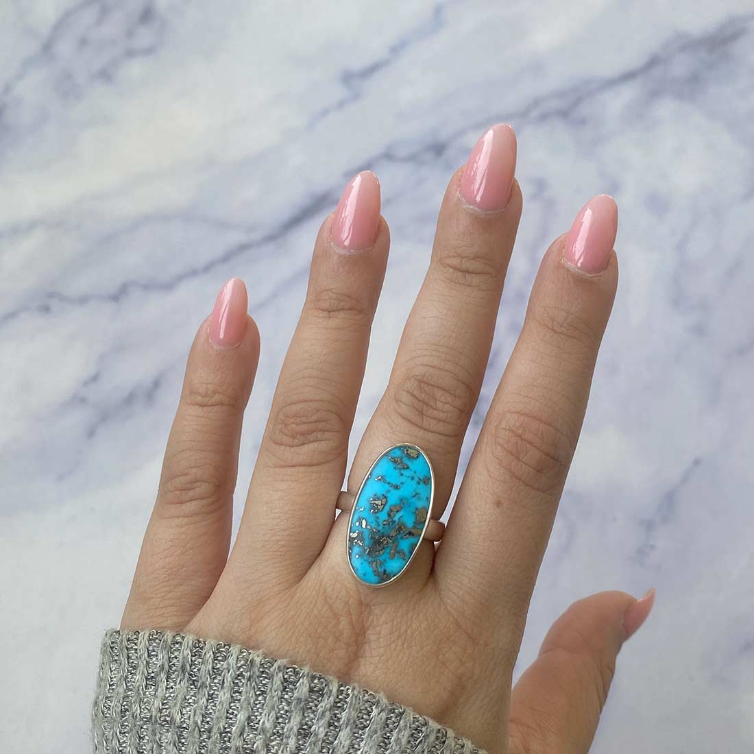 Turquoise Adjustable Ring-(TRQ-R-139.)