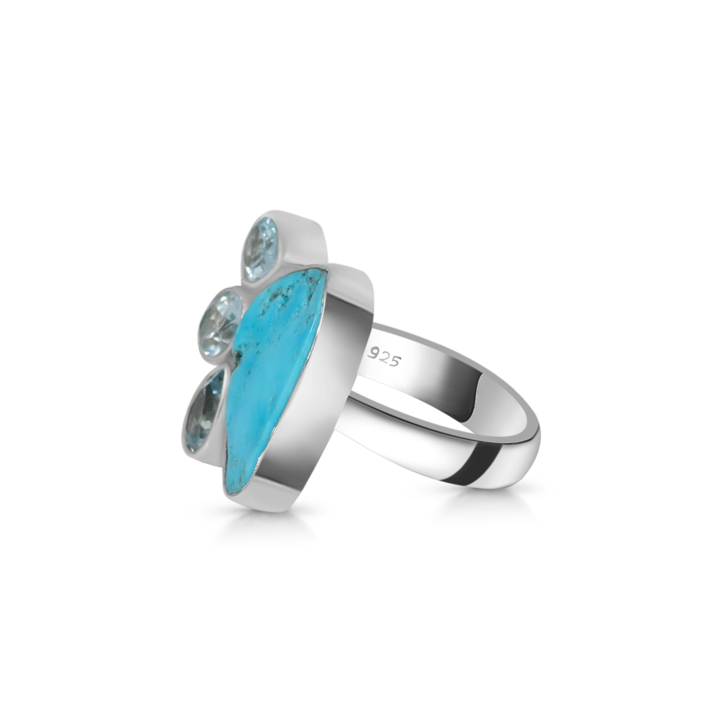 Turquoise (Rough) Adjustable Ring-(TRQ-R-14.)
