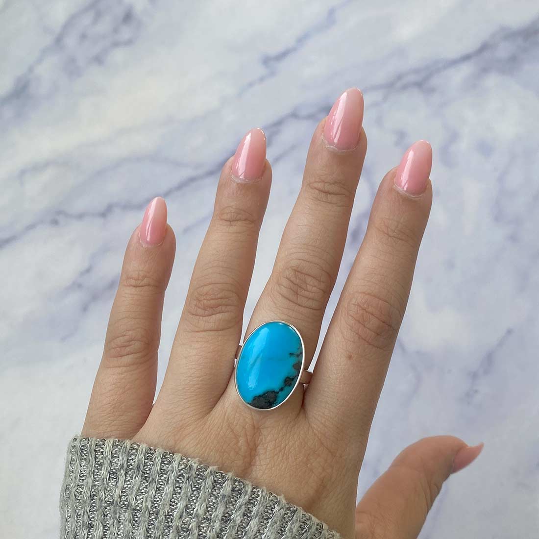 Turquoise Adjustable Ring-(TRQ-R-141.)