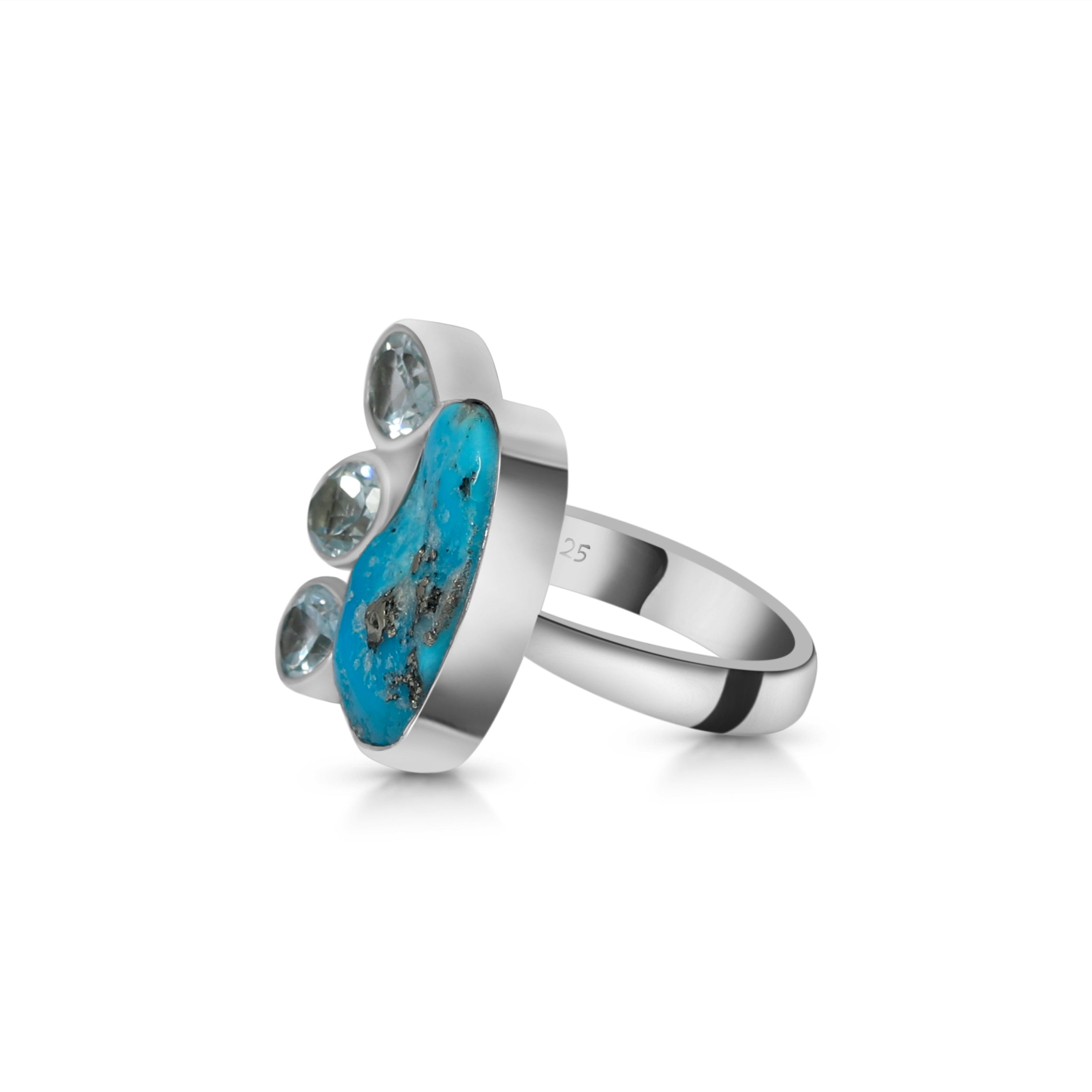 Turquoise (Rough) Adjustable Ring-(TRQ-R-15.)