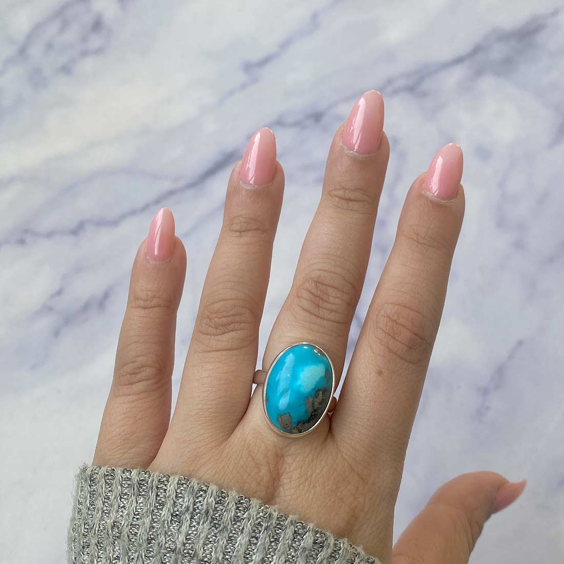 Turquoise Adjustable Ring-(TRQ-R-153.)