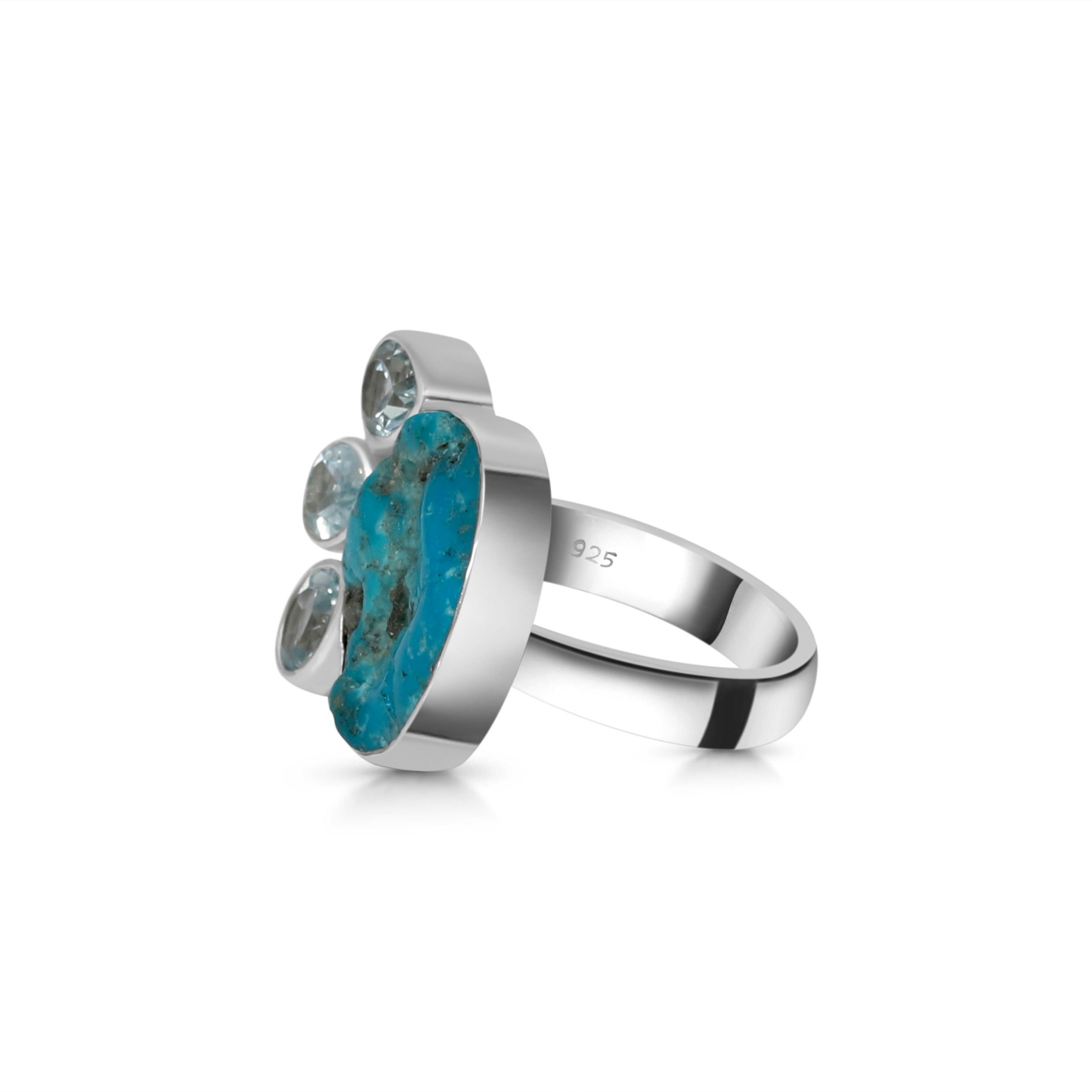 Turquoise (Rough) Adjustable Ring-(TRQ-R-16.)