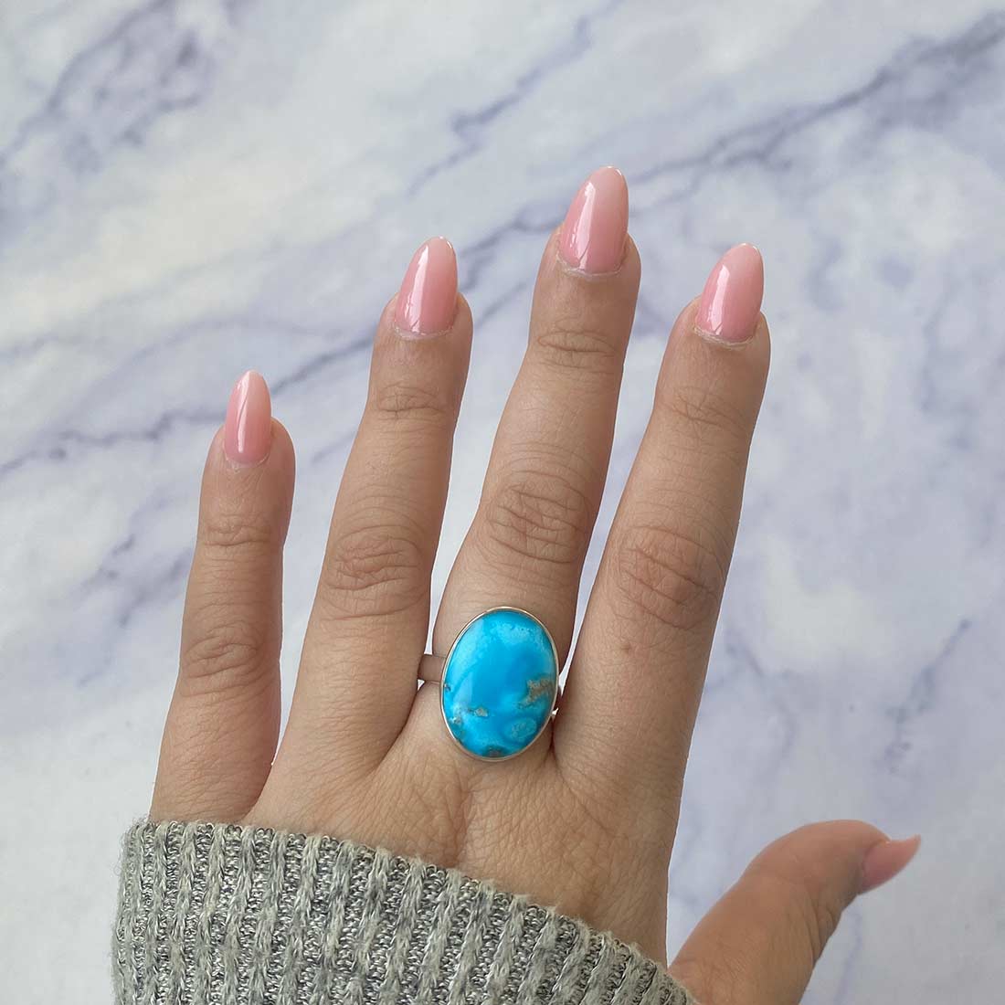 Turquoise Adjustable Ring-(TRQ-R-166.)