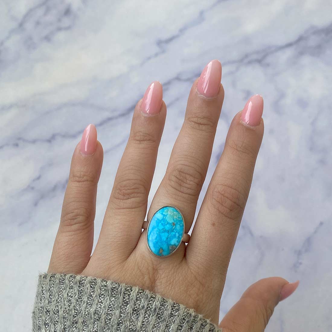 Turquoise Adjustable Ring-(TRQ-R-182.)