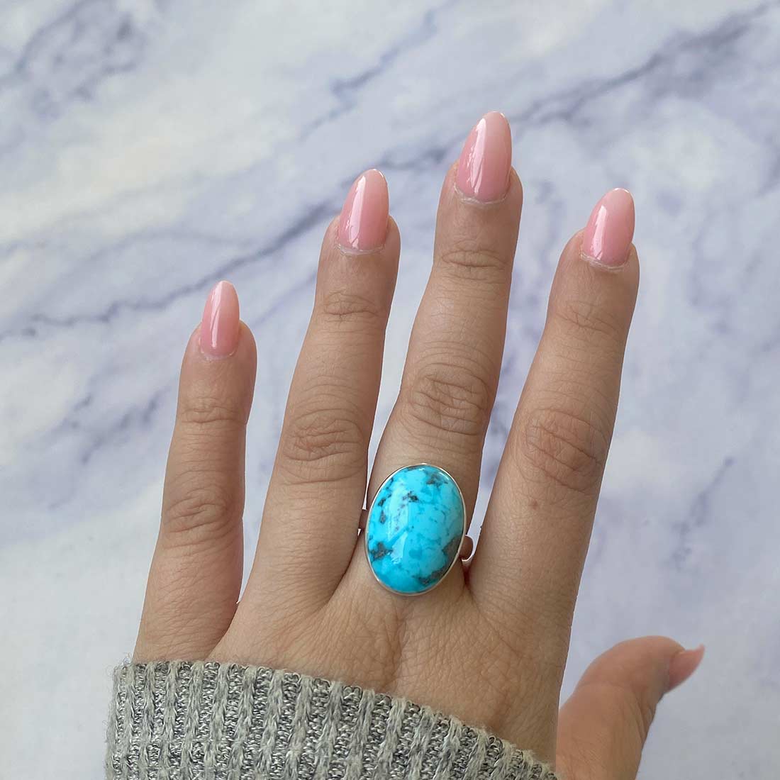 Turquoise Adjustable Ring-(TRQ-R-187.)