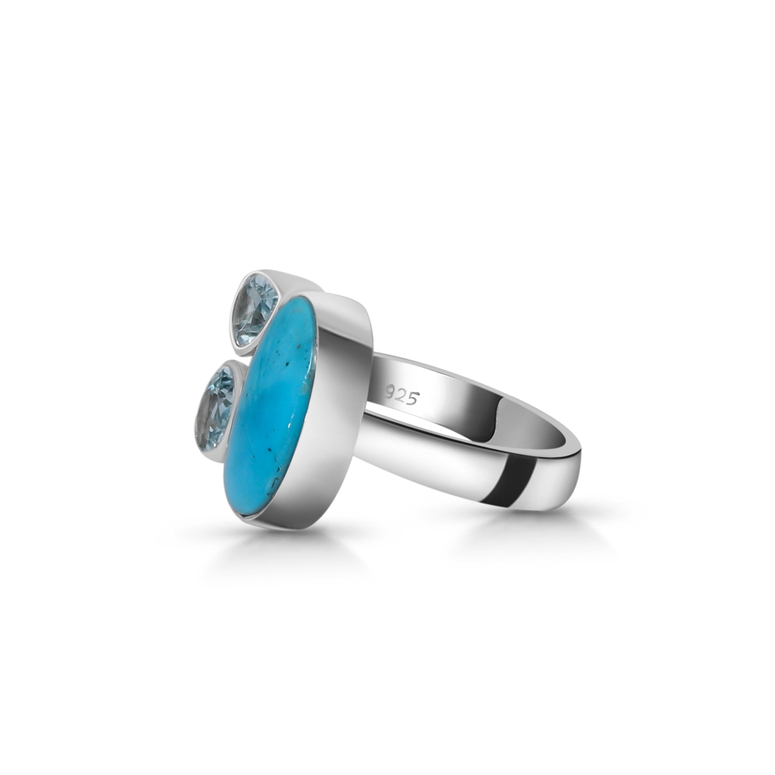 Turquoise (Rough) Adjustable Ring-(TRQ-R-22.)