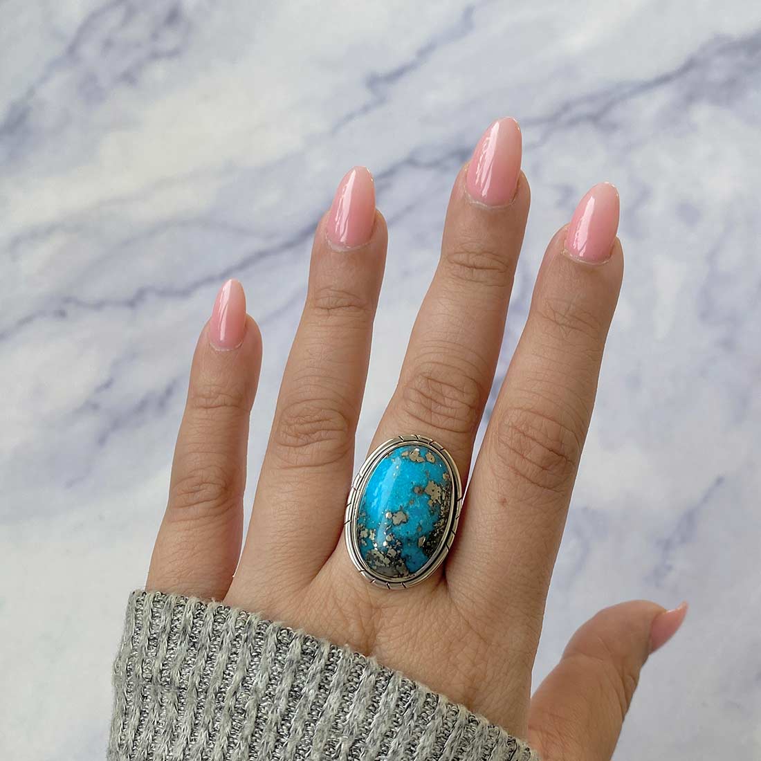 Turquoise Adjustable Ring-(TRQ-R-238.)