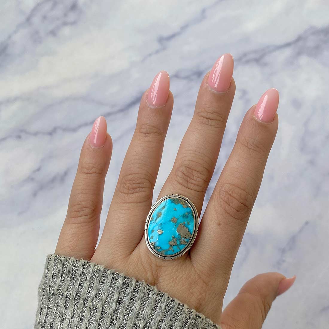 Turquoise Adjustable Ring-(TRQ-R-239.)