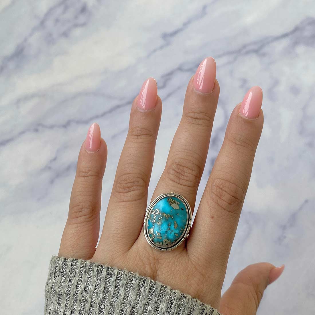 Turquoise Adjustable Ring-(TRQ-R-240.)