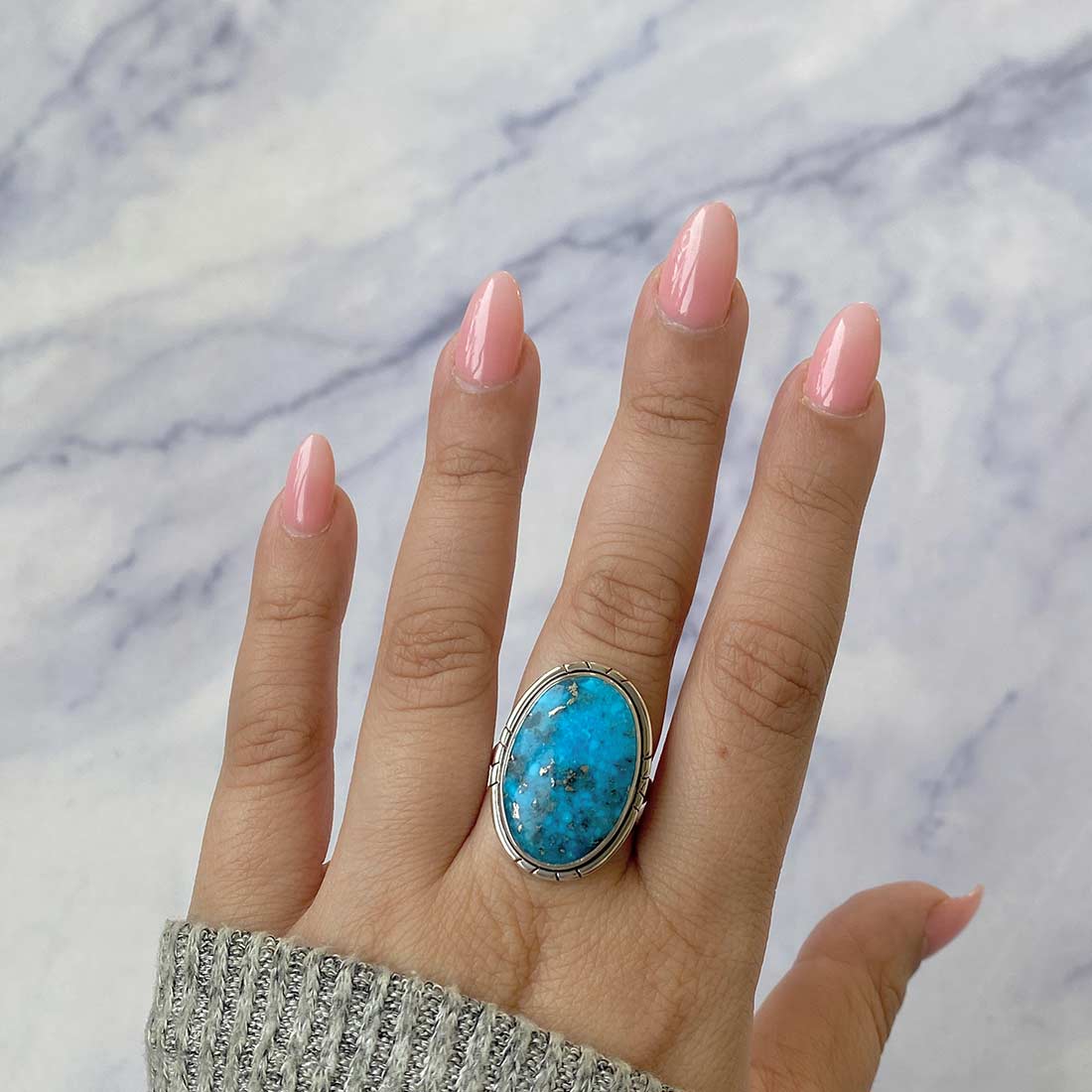 Turquoise Adjustable Ring-(TRQ-R-241.)