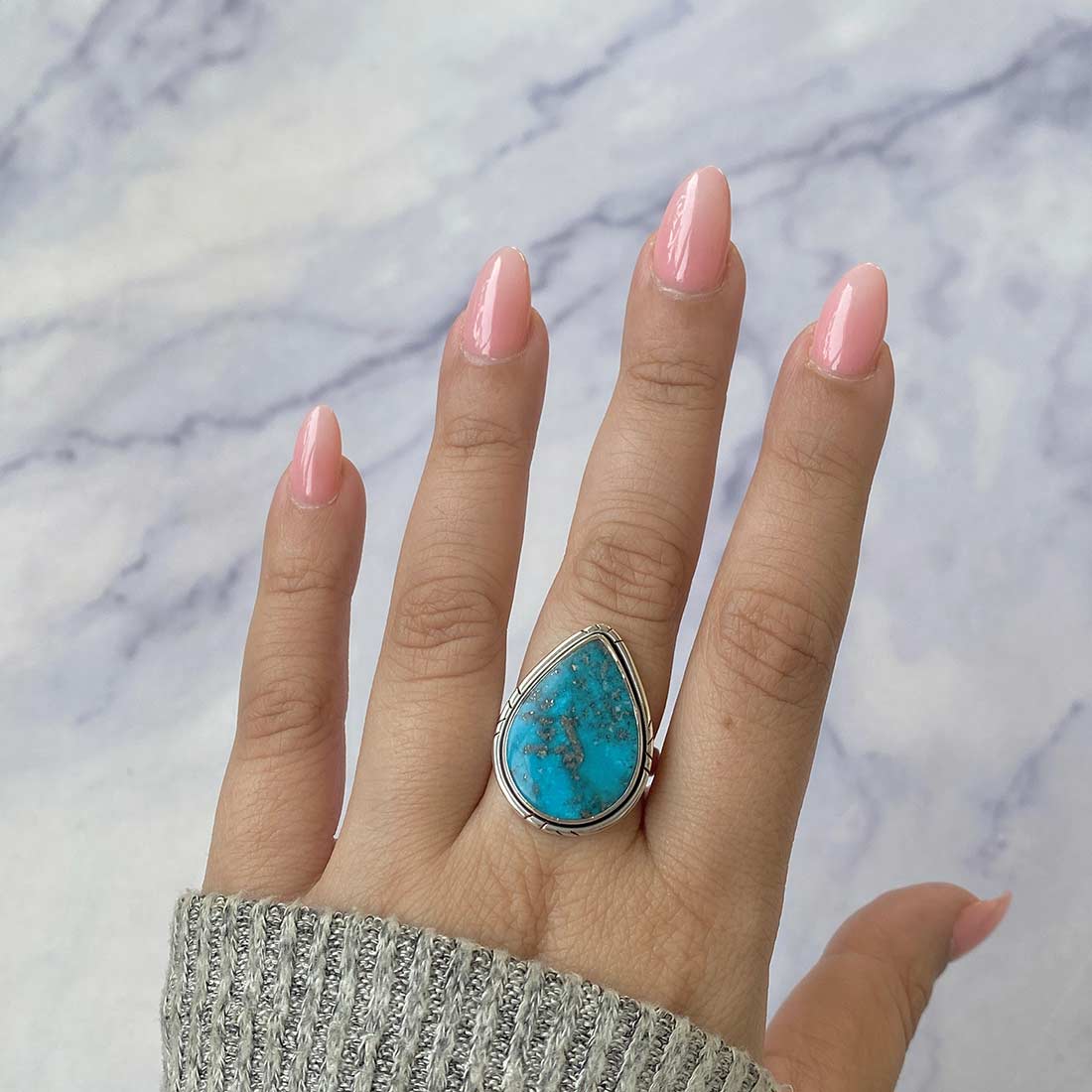 Turquoise Adjustable Ring-(TRQ-R-244.)