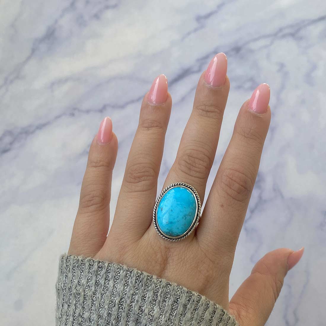 Turquoise Adjustable Ring-(TRQ-R-246.)