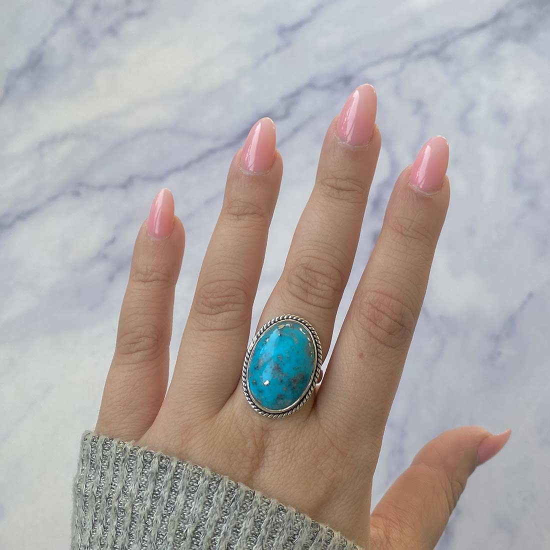 Turquoise Adjustable Ring-(TRQ-R-247.)