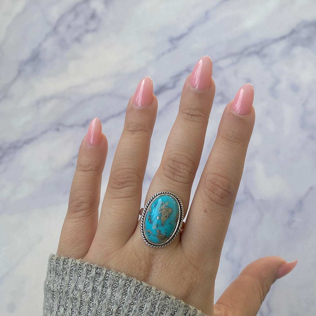 Turquoise Adjustable Ring-(TRQ-R-248.)