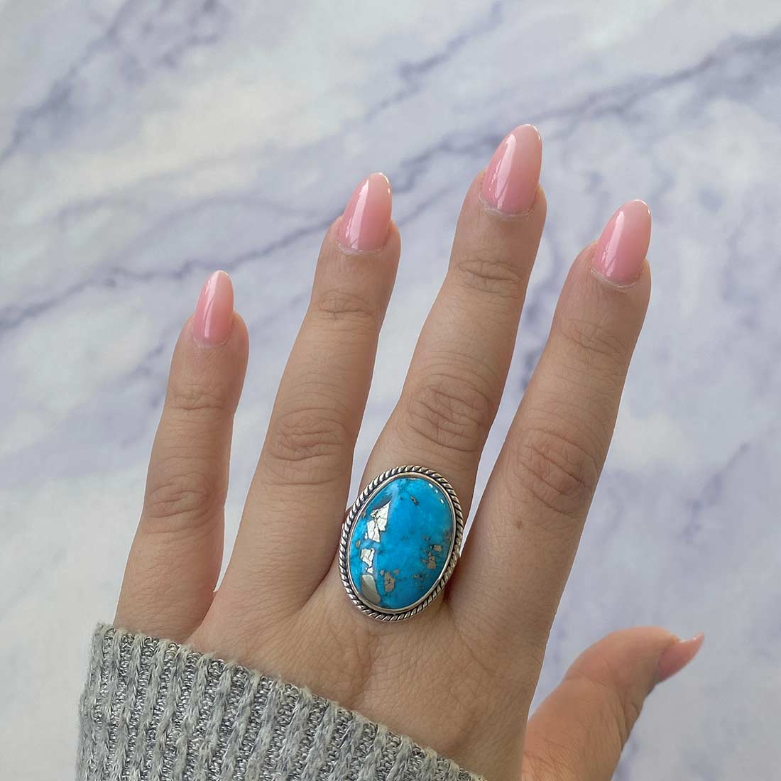 Turquoise Adjustable Ring-(TRQ-R-249.)