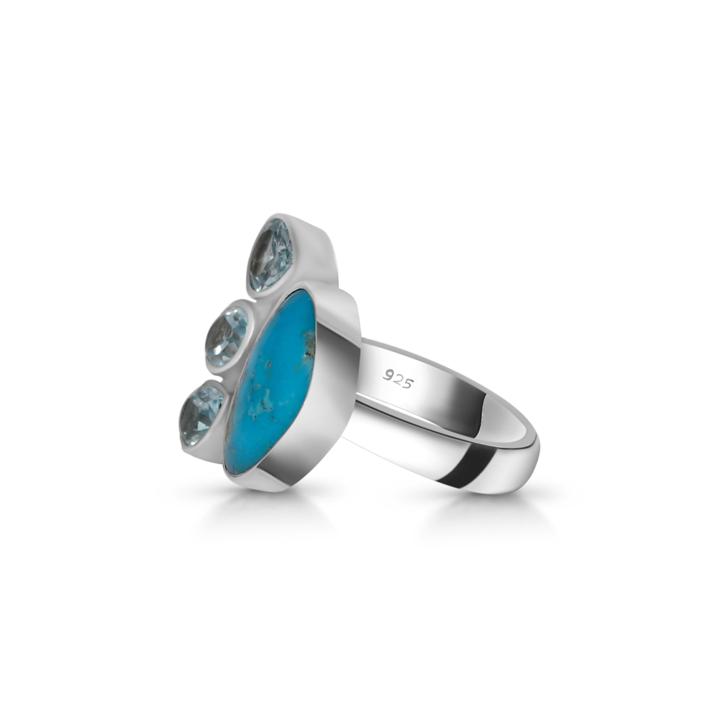 Turquoise (Rough) Adjustable Ring-(TRQ-R-25.)