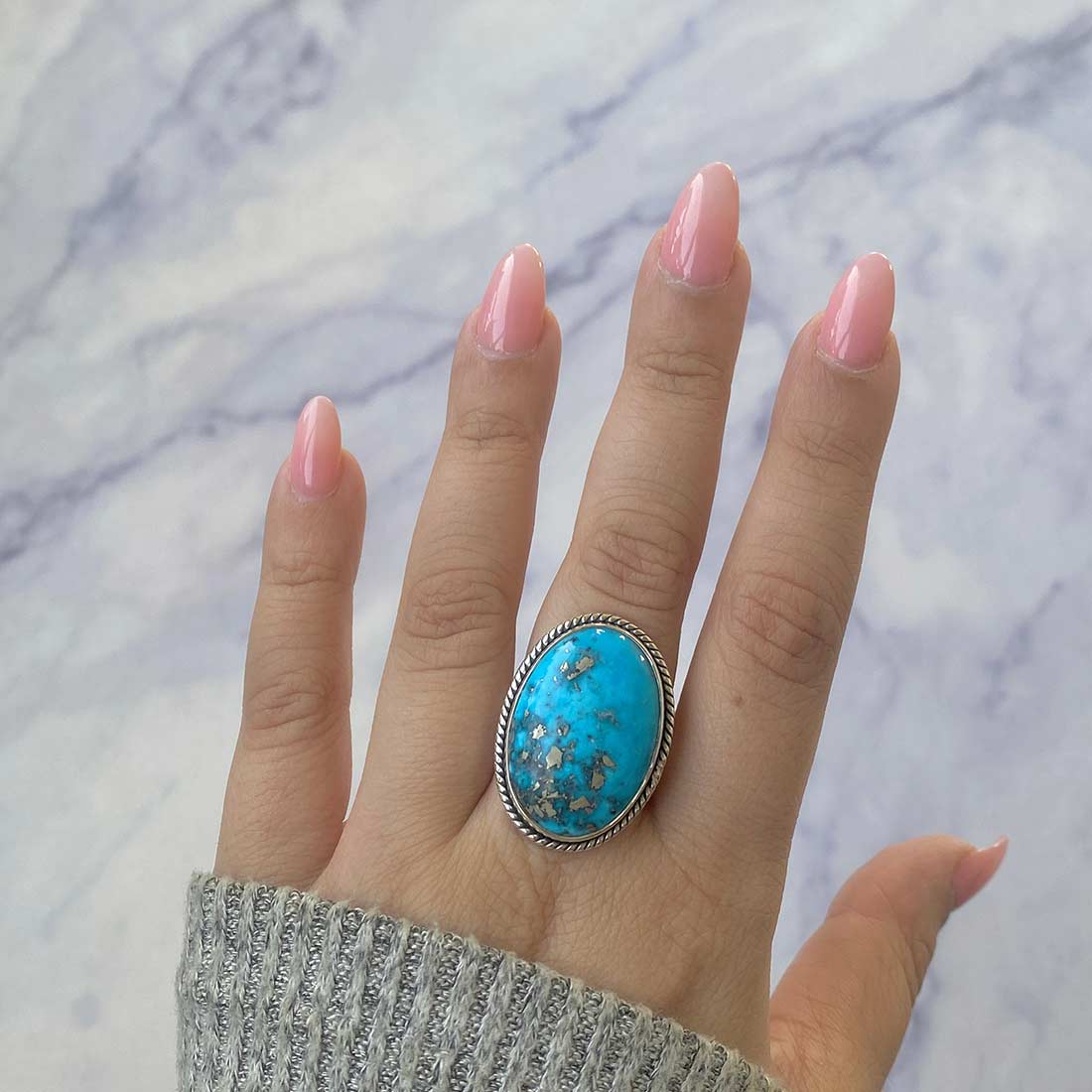 Turquoise Adjustable Ring-(TRQ-R-253.)