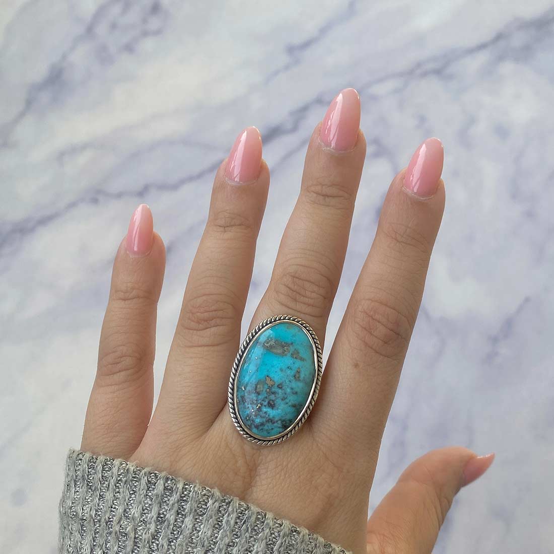 Turquoise Adjustable Ring-(TRQ-R-254.)