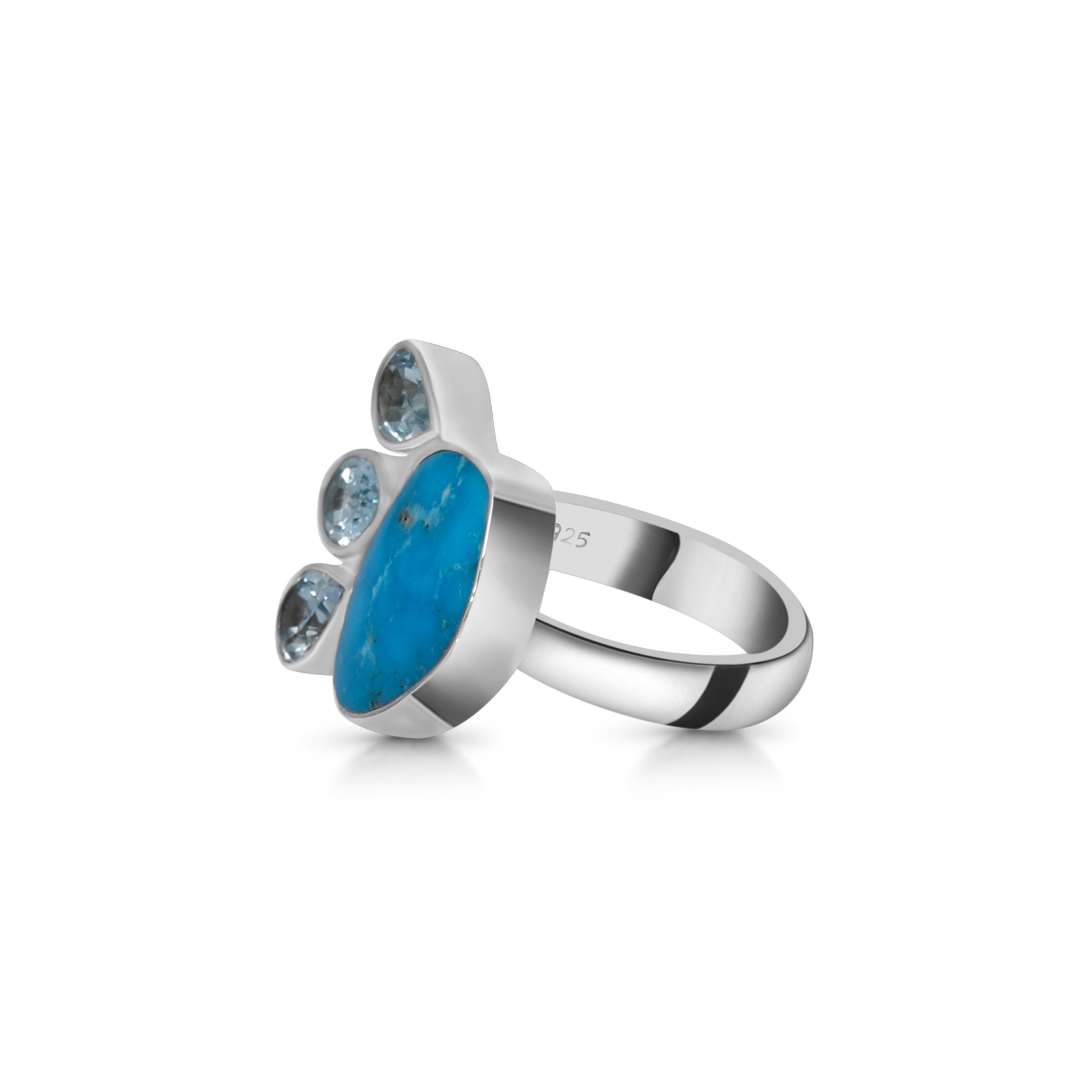 Turquoise (Rough) Adjustable Ring-(TRQ-R-26.)