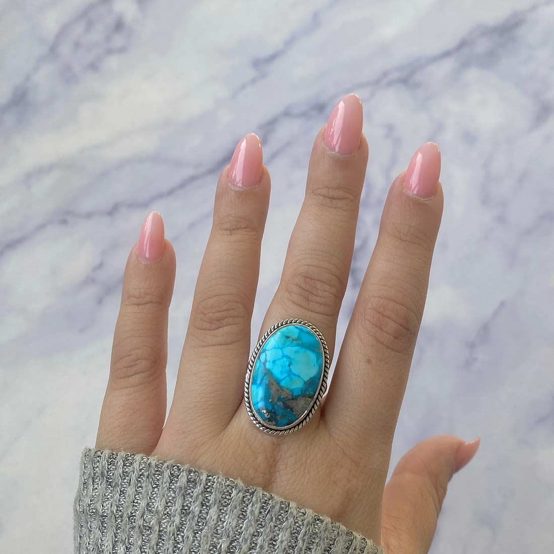 Turquoise Adjustable Ring-(TRQ-R-260.)